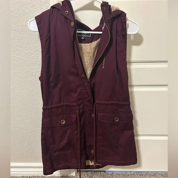 Soft Faux Lined Anorak Utility Hooded Jacket Vest - Picture 2 of 6